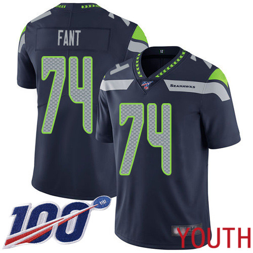 Seattle Seahawks Limited Navy Blue Youth George Fant Home Jersey NFL Football #74 100th Season Vapor Untouchable->youth nfl jersey->Youth Jersey